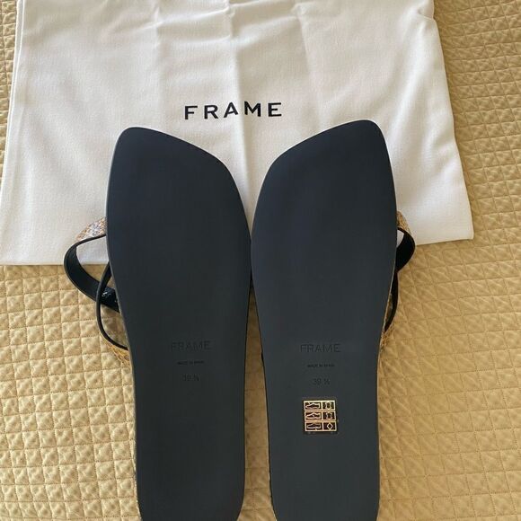 NWT FRAME Le Montauk Criss Cross Sandals, Size 39.5 Euro/9 US, Python Multi - Picture 5 of 14